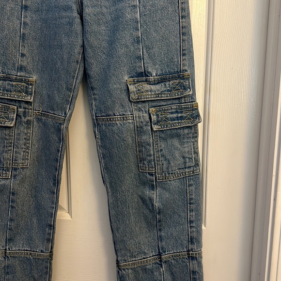 Princess Polly lioness Stacy cargo jeans denim blue XXS high rise waist - Picture 4 of 6